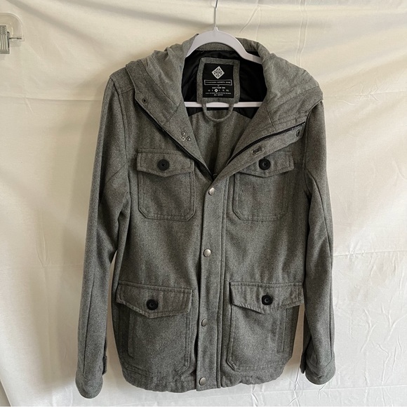 COTTON ON Nineteen Ninety One Wool Hoodie Utility Jacket Gray Size Medium - Picture 1 of 12